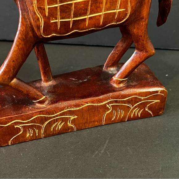 Hand Carved African Wood Woman Riding Donkey Figurine Folk Art Rustic Primitive - Picture 4 of 11